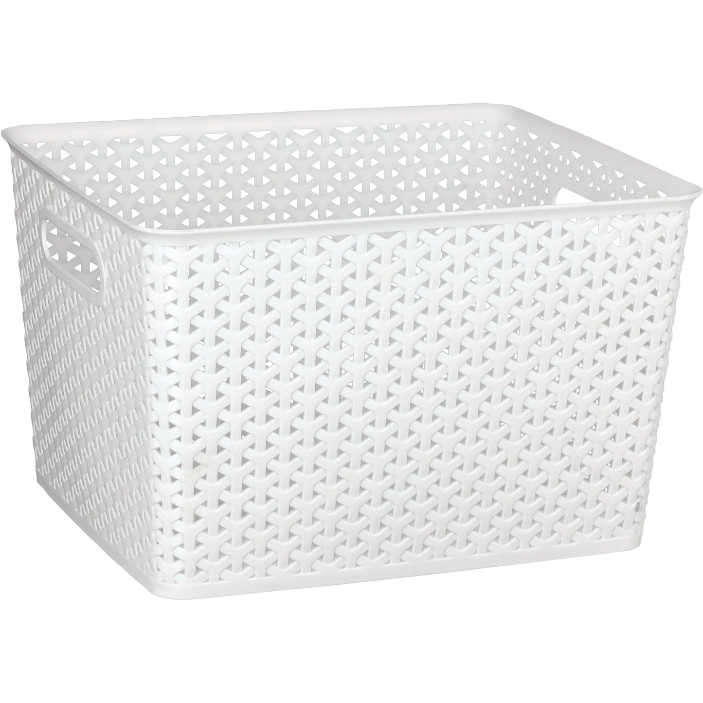 our goods Cross Weave Rectangle Storage Bin - White