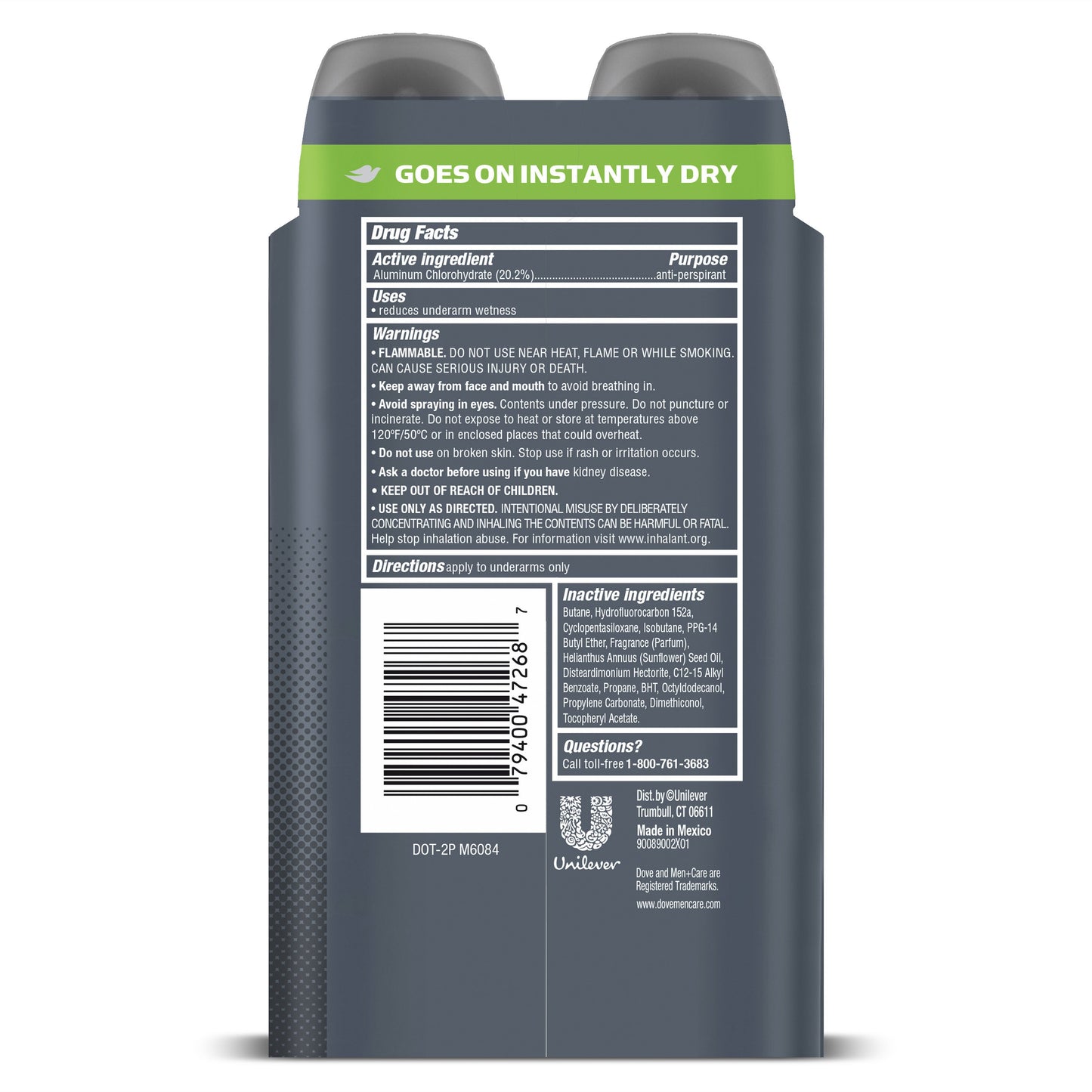 Dove Men+Care Dry Spray Antiperspirant Deodorant Extra Fresh