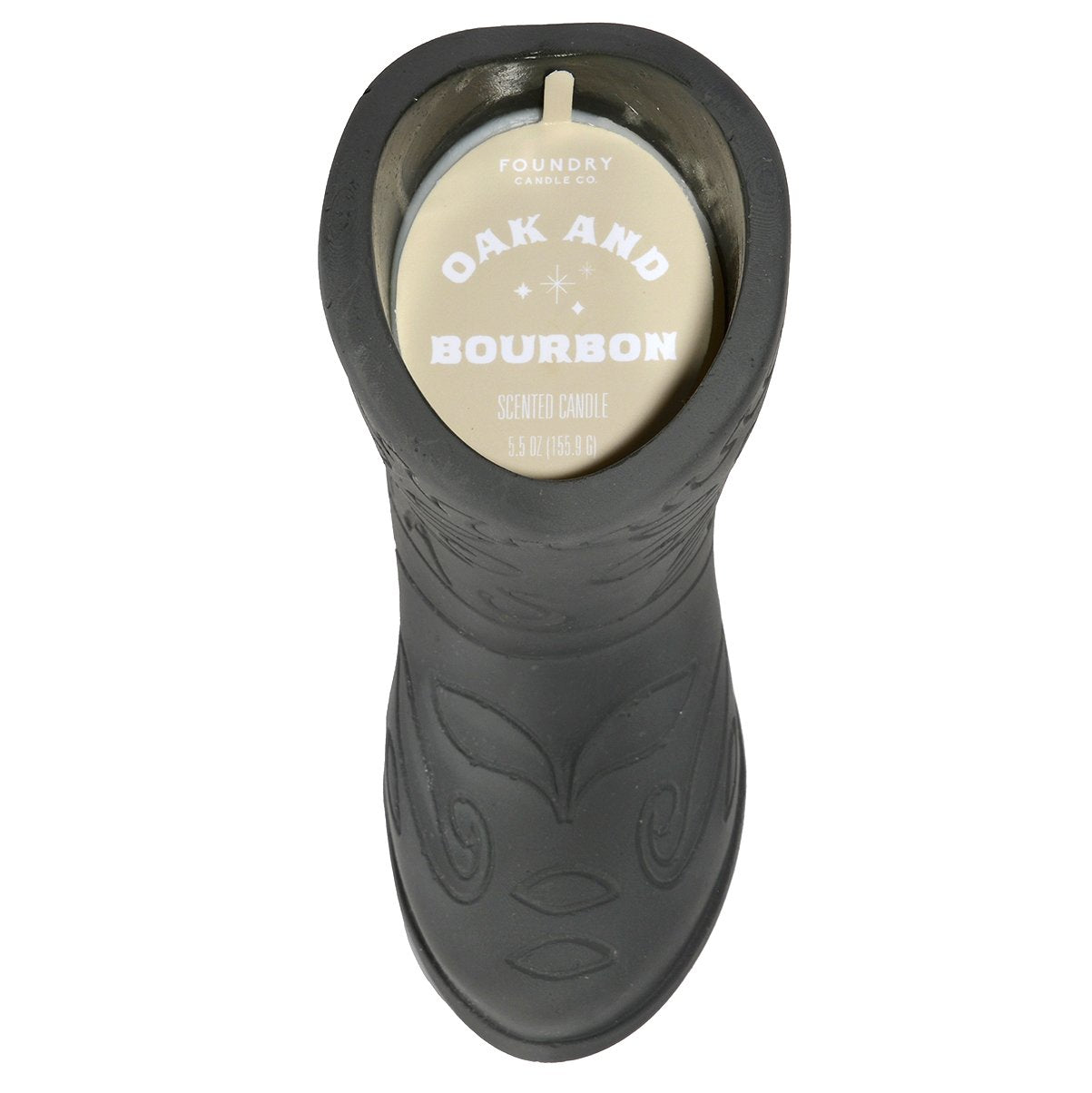 Foundry Candle Co. Oak & Bourbon Scented Cowboy Boot Candle - Black