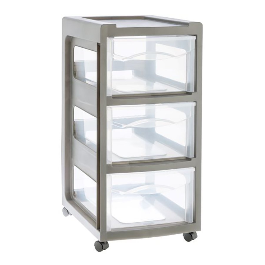 Starplast Medium 3-Drawer Storage Cart - Gray