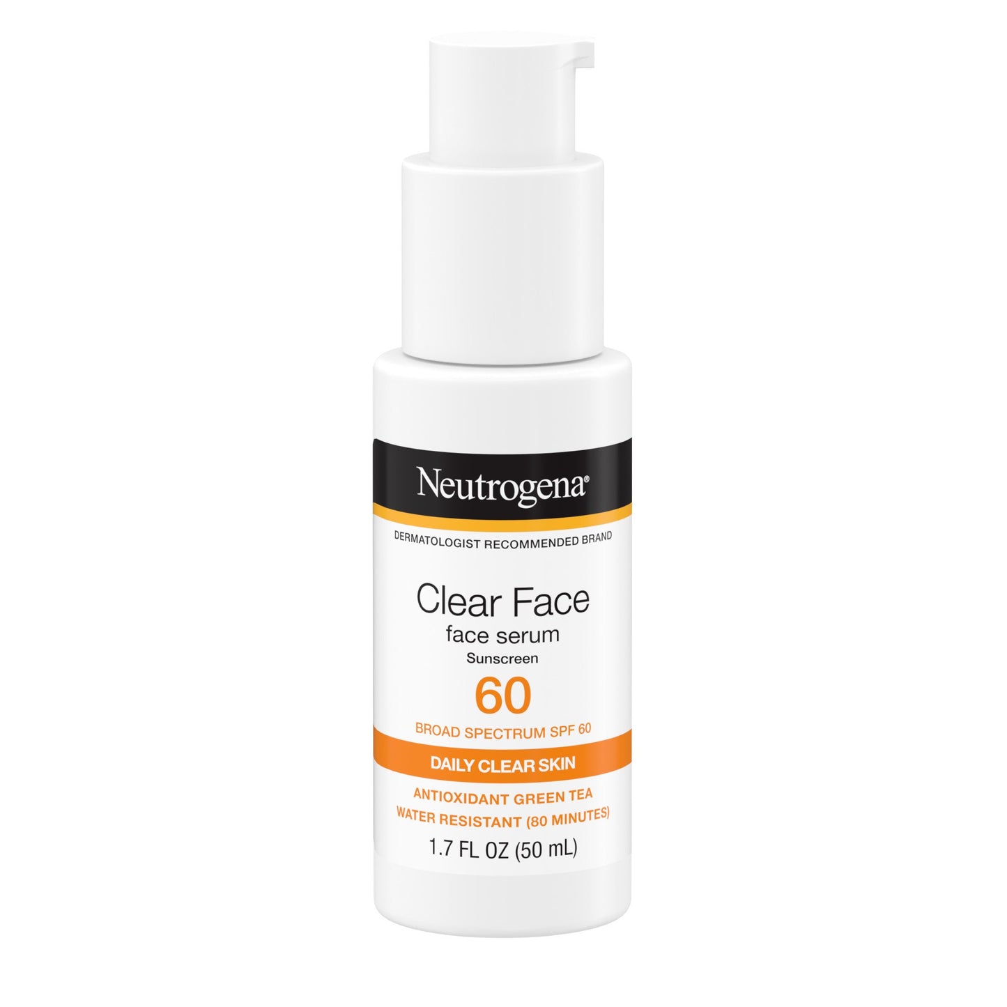 Neutrogena Clear Face Serum Sunscreen With Green Tea Broad Spectrum SPF 60+ Fragrance Free