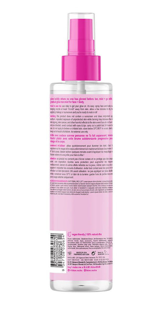 b.tan Gimme the Glow Down Rosewater Dark Facial Tan Mist