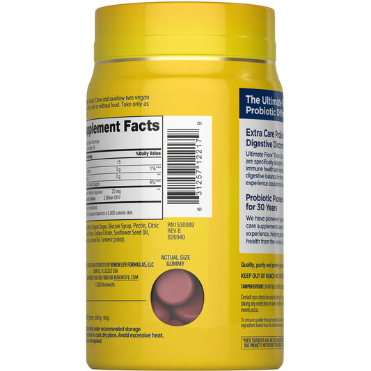 Renew Life Ultimate Flora Prebiotic & Probiotic Extra Care Digestive Gummies - Raspberry