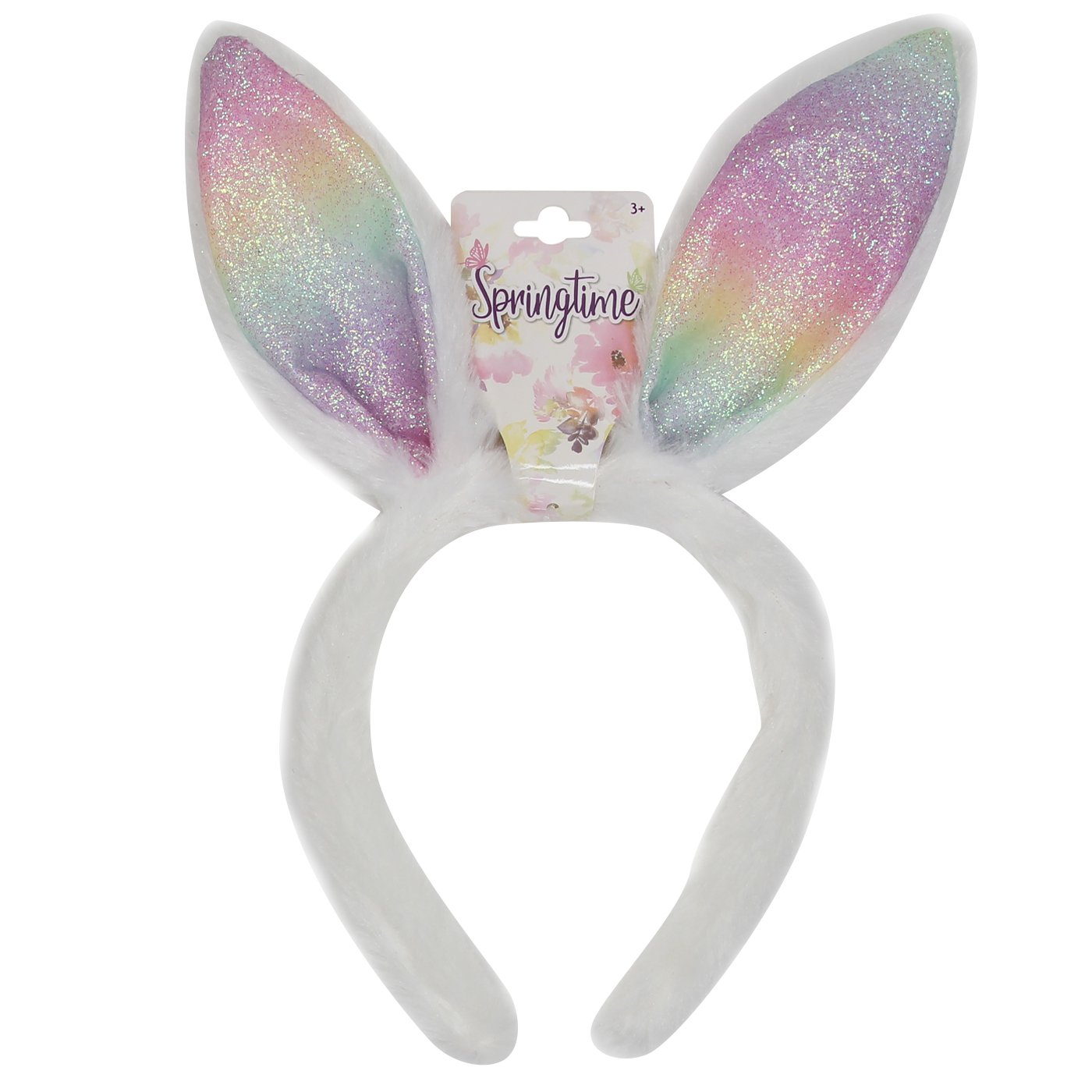 Springtime Rainbow Glitter Easter Bunny Ears Headband