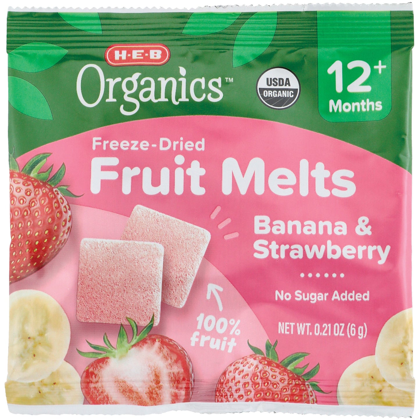 H-E-B Organics Toddler Fruit Melts - Banana & Strawberry