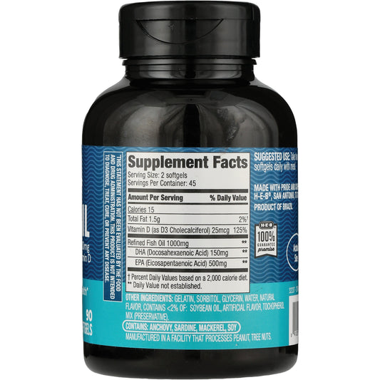 H-E-B Vitamins Fish Oil with Vitamin D 1000 mg Softgels
