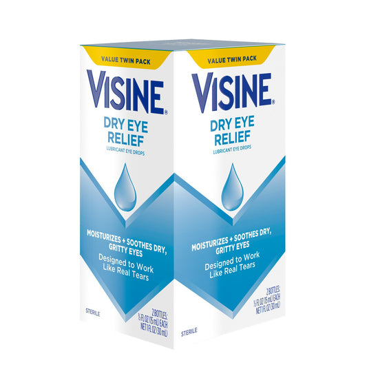 Visine Dry Eye Relief Lubricant Eye Drops, Twin Pack