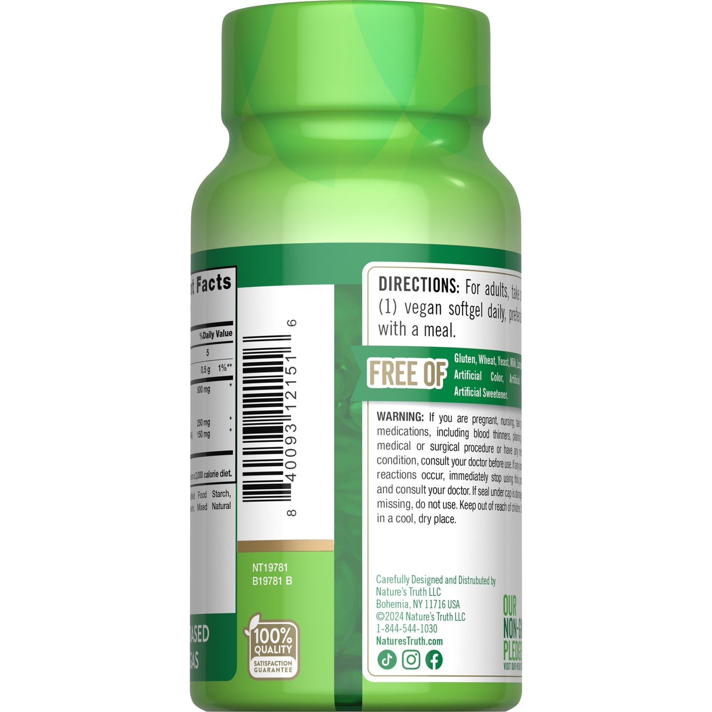 Nature's Truth Vegan Omega-3 Algae Oil & DHA Softgels