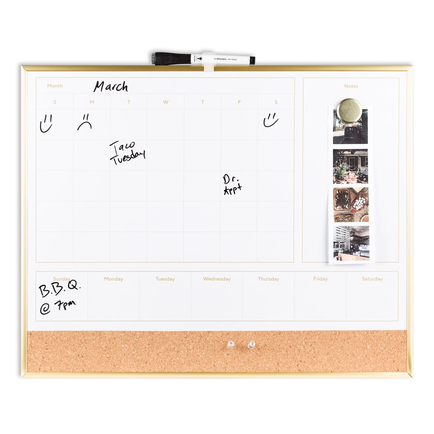 U Brands Metal Frame 4-in-1 Dry Erase Planner Board