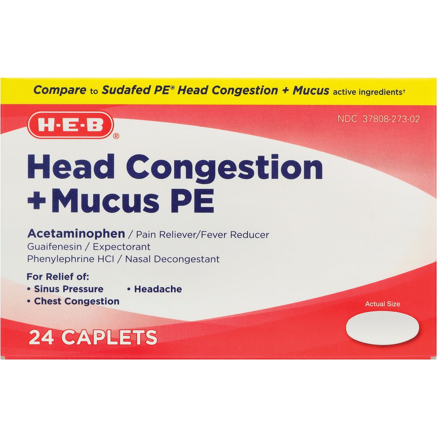 H-E-B Head Congestion + Mucus PE Caplets