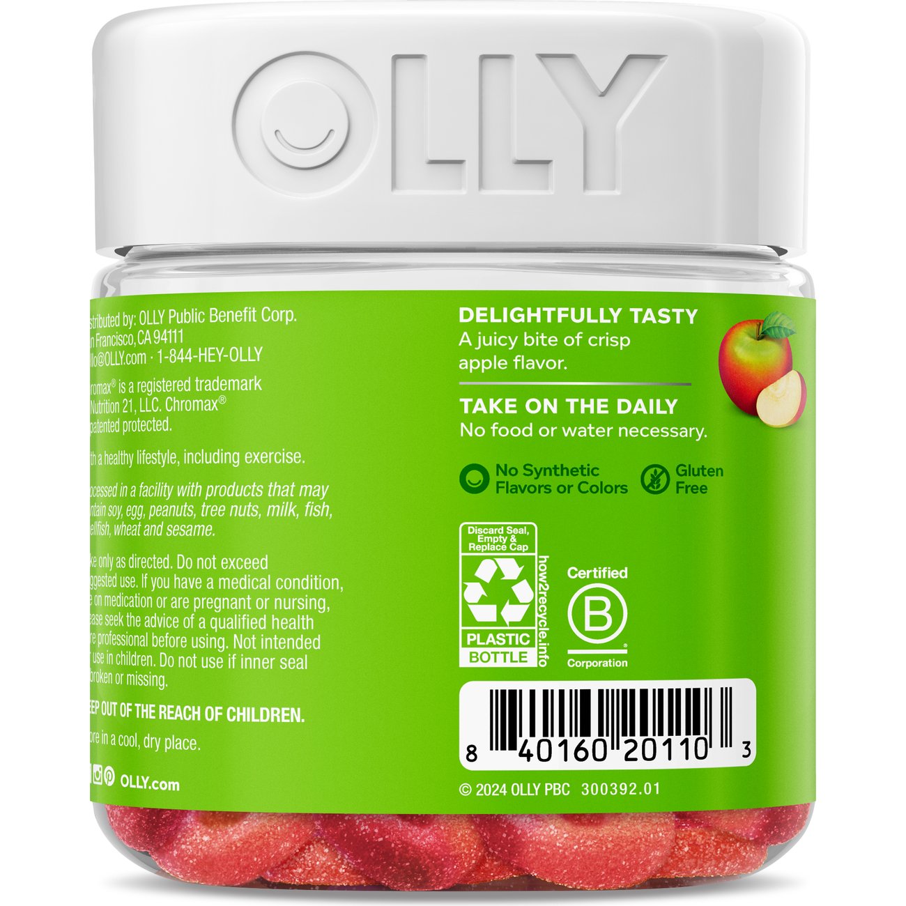 OLLY Metabolism Support with Apple Cider Vinegar, Vitamin B12 & Chromium Gummy Rings - Apple