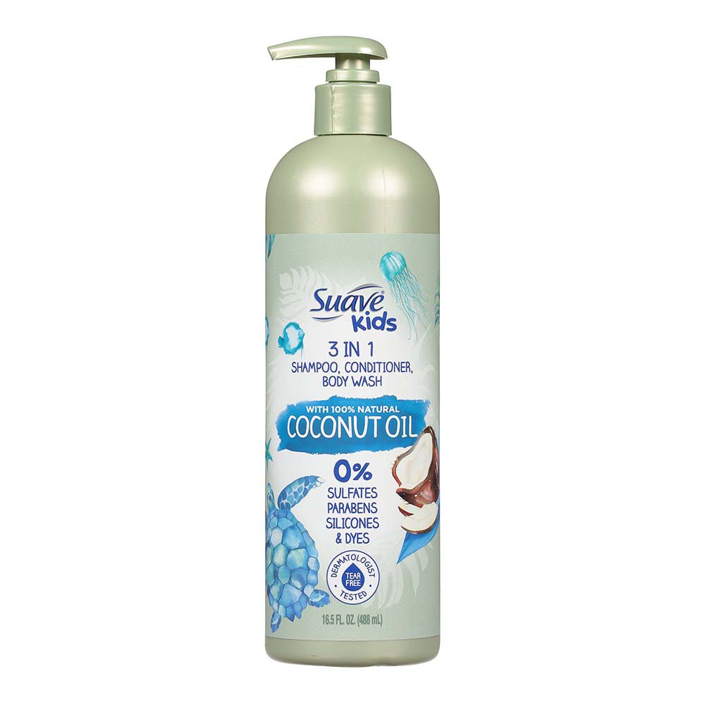 Suave Kids 3-in-1 Shampoo + Conditioner + Body Wash with Natural Coconut Oil