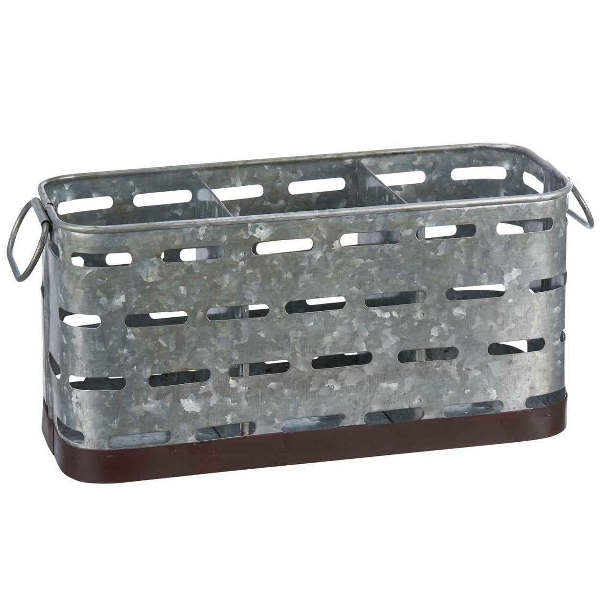 Primitives By Kathy Rustic Olive 3 Section Metal Caddy