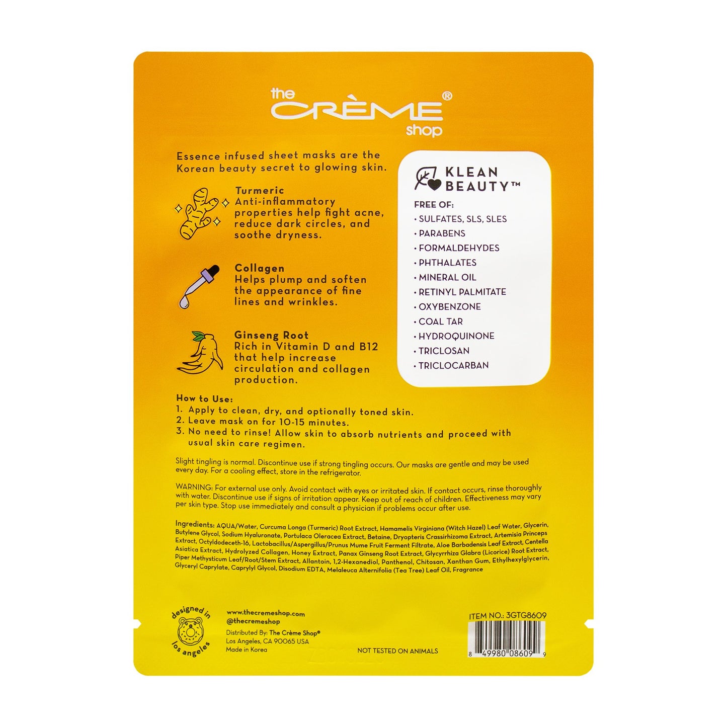 The Crème Shop Turmeric Glow Essence Sheet Mask