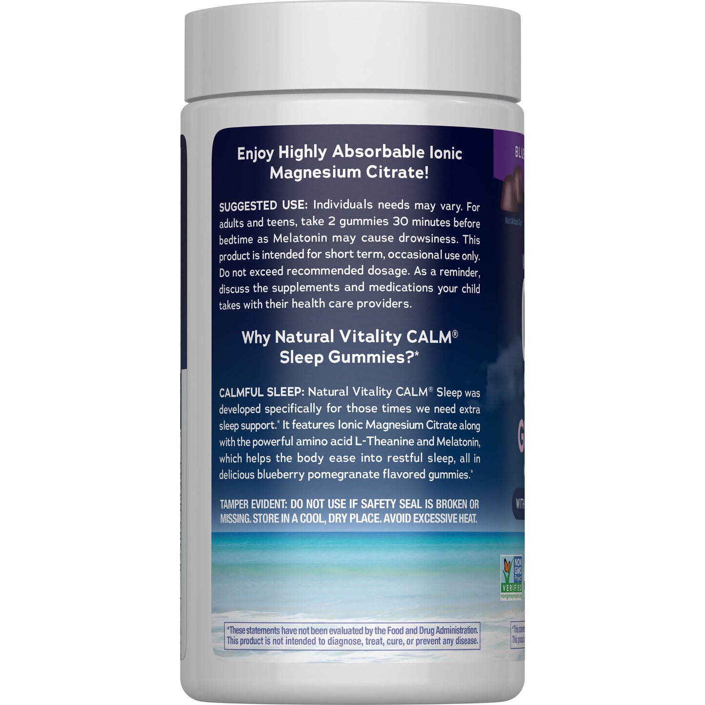 Natural Vitality Calm Sleep Magnesium Supplement Gummies - Blueberry Pomegranate
