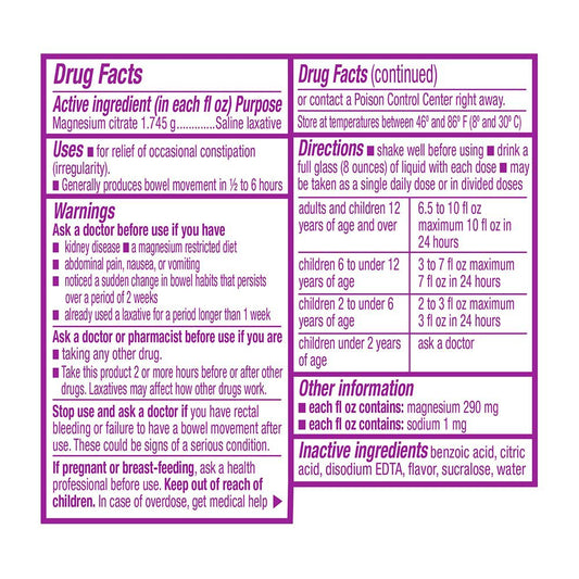 Swan Magnesium Citrate Oral Solution - Grape