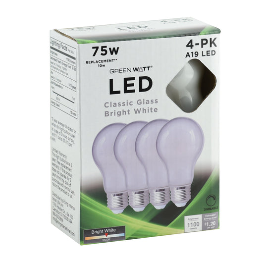 Green Watt A19 75-Watt Frosted LED Light Bulbs - Bright White