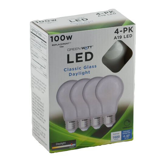 Green Watt A19 100-Watt Frosted LED Light Bulbs - Daylight