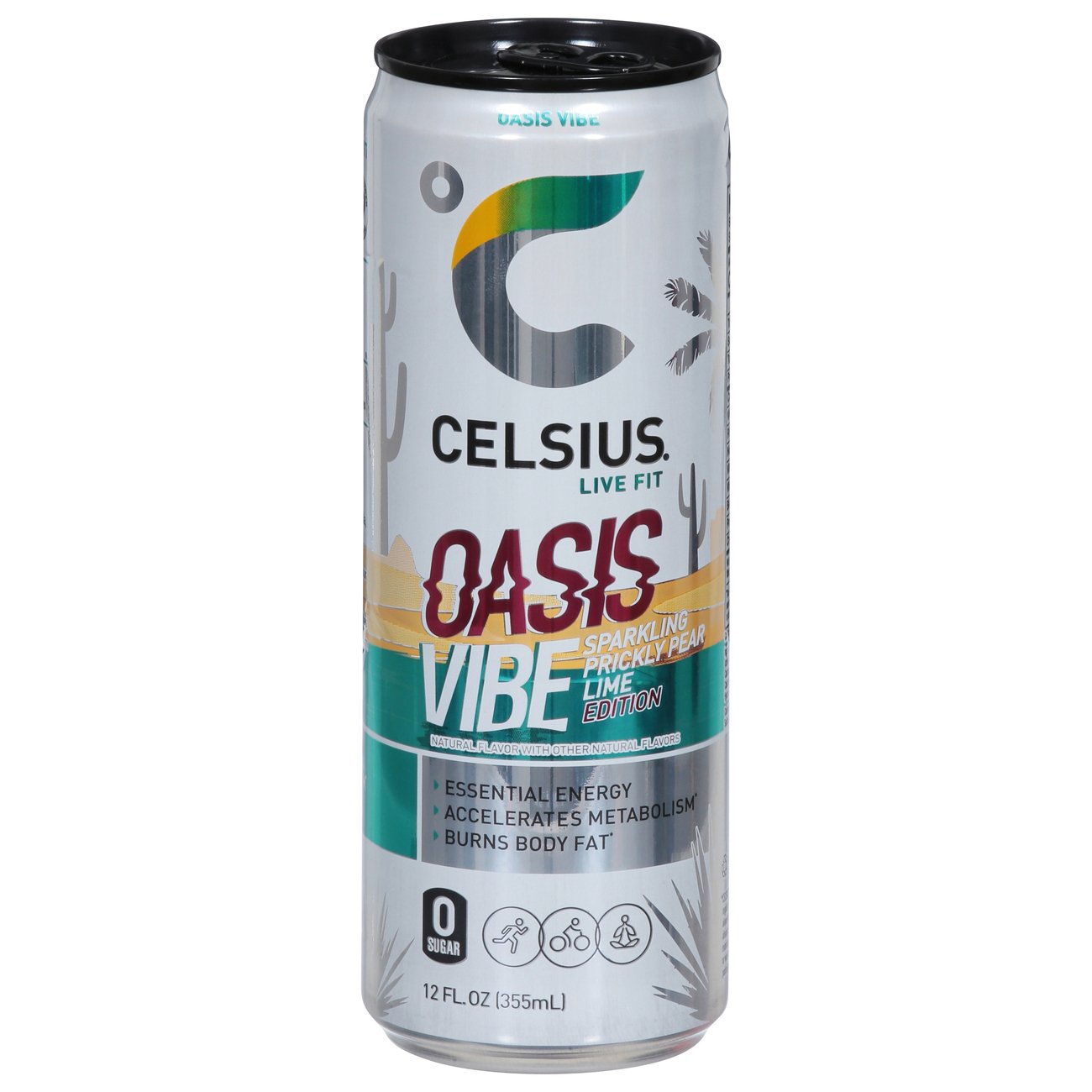 Celsius Sparkling Zero Sugar Energy Drink - Oasis Vibe Prickly Pear Lime