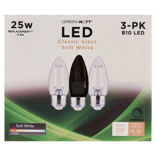 Green Watt B10 25-Watt Clear E26 LED Light Bulbs - Soft White