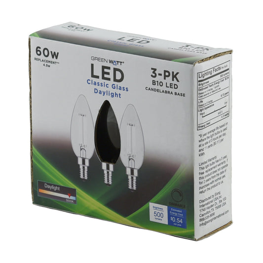 Green Watt B10 60-Watt Clear E12 LED Light Bulbs - Daylight