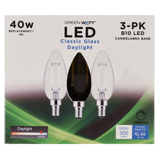 Green Watt B10 40-Watt Clear E12 LED Light Bulbs - Daylight