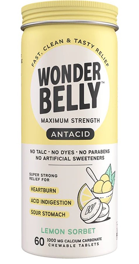 Wonderbelly Lemon Sorbet Antacid Chewable Tablets