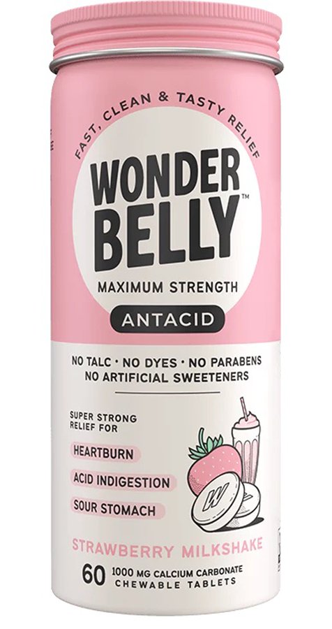 Wonderbelly Strawberry Milkshake Antacid Chewable Tablets