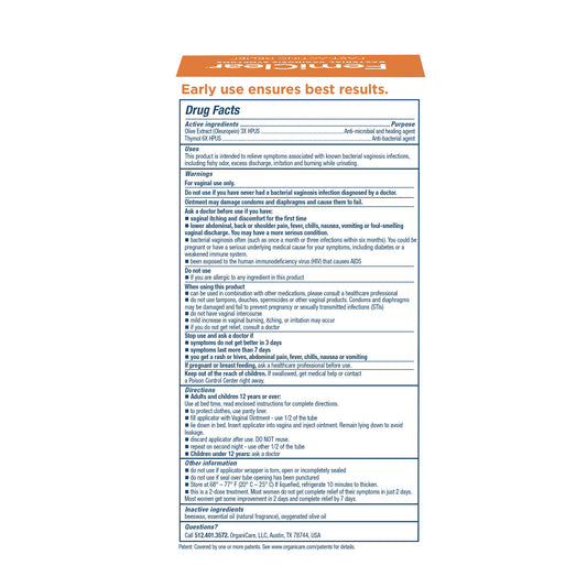FemiClear 2 Day Bacterial Vaginosis Symptoms Ointment