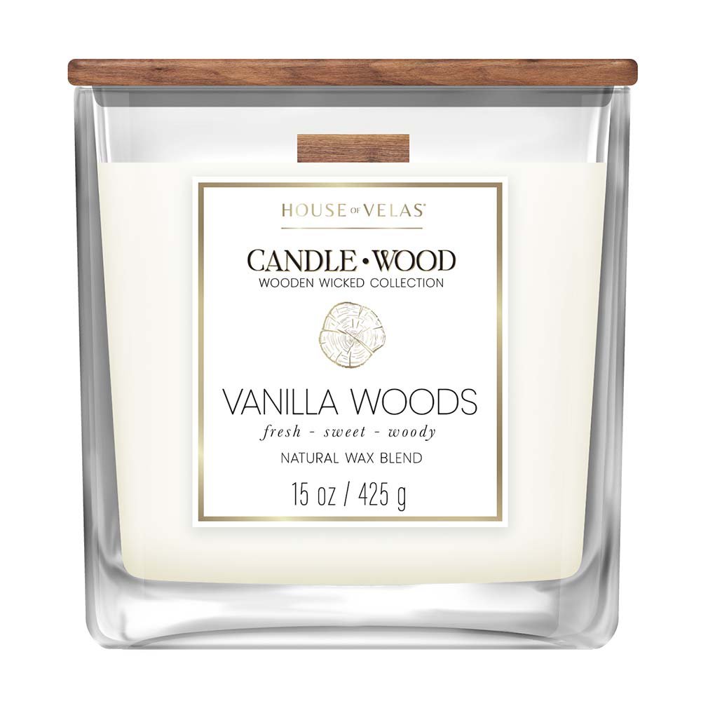 House of Velas Vanilla Woods Scented Wooden Wick Candle