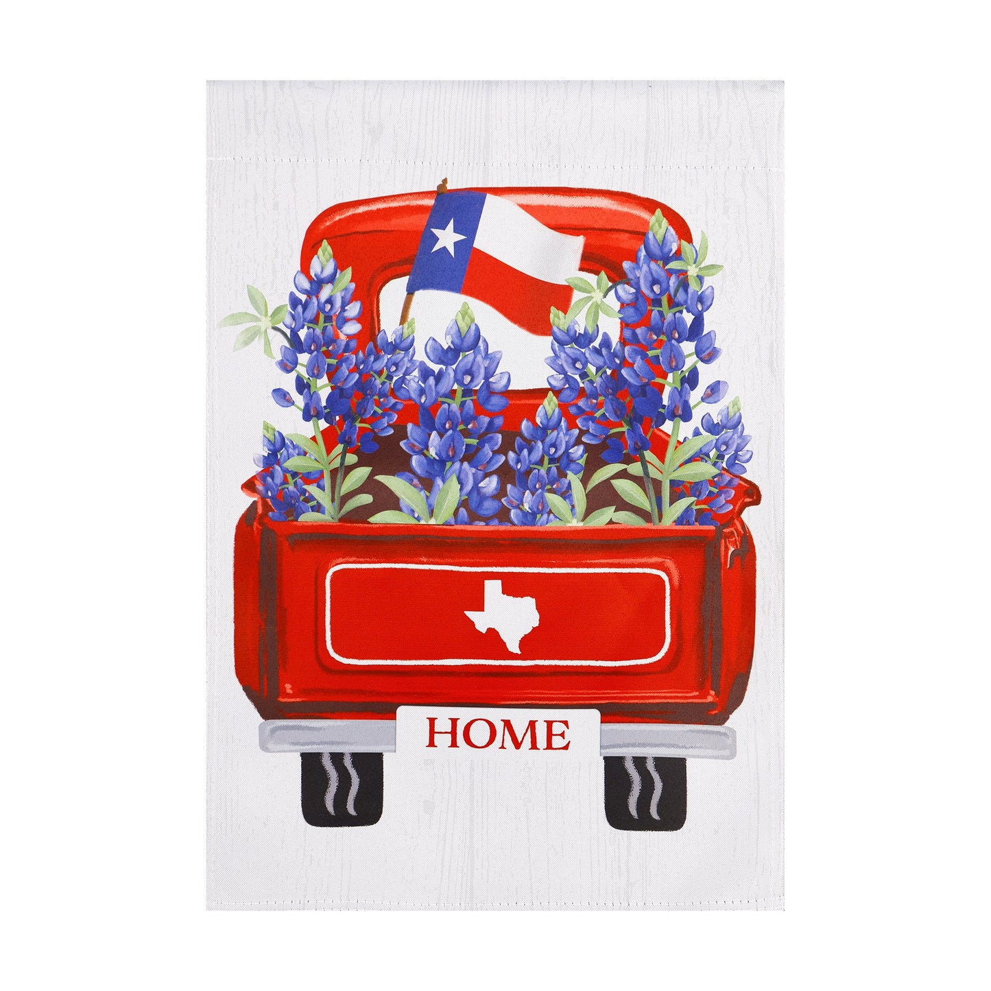 Evergreen Red Truck Suede Garden Flag