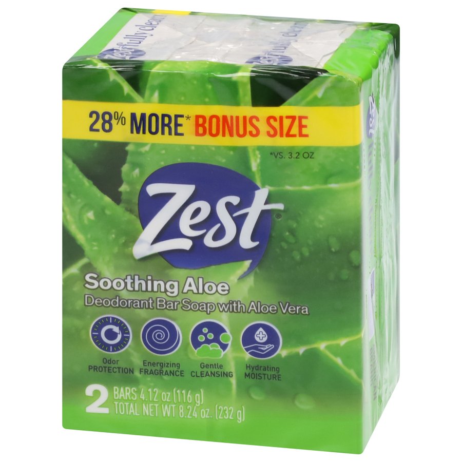 Zest Bar Soap Soothing Aloe Bonus Size