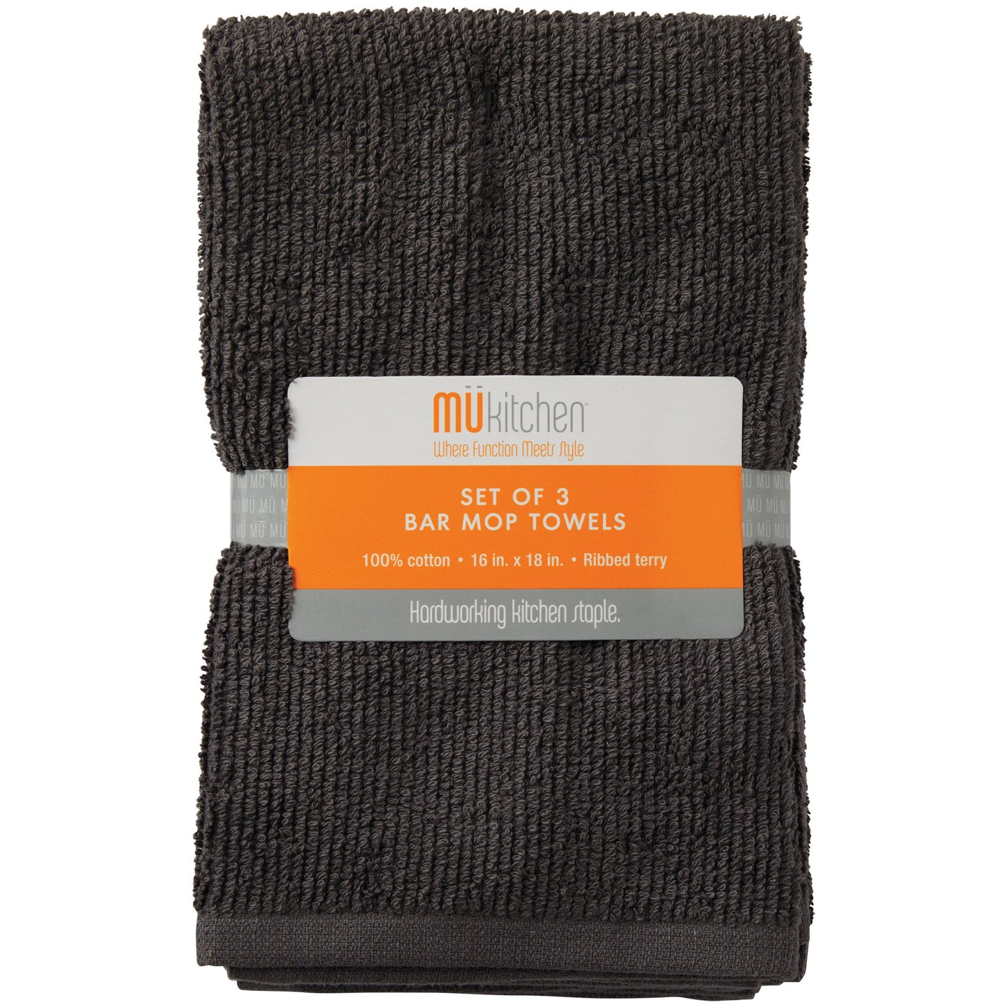 MU Kitchen Bar Mop Dish Towels - Slate, 3 Pk