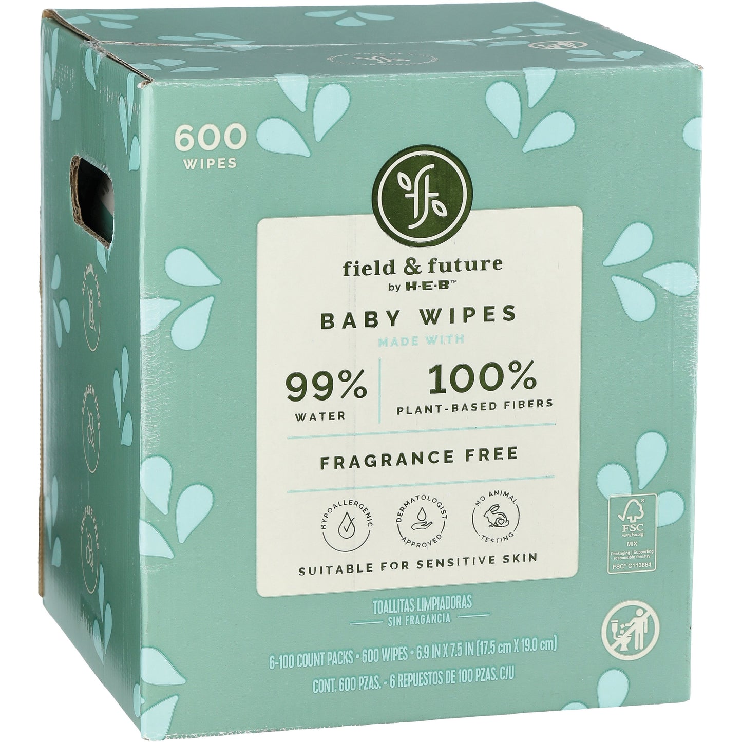 Field & Future by H-E-B 99% Water Baby Wipes, 6 pk