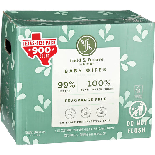 Field & Future by H-E-B 99% Water Baby Wipes Texas Size Pack, 9 pk