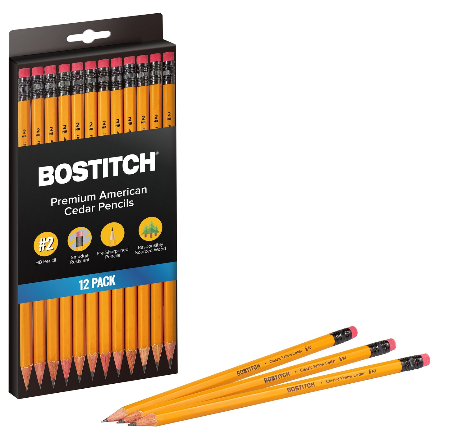 Bostitch Premium No.2 American Cedar Pencils