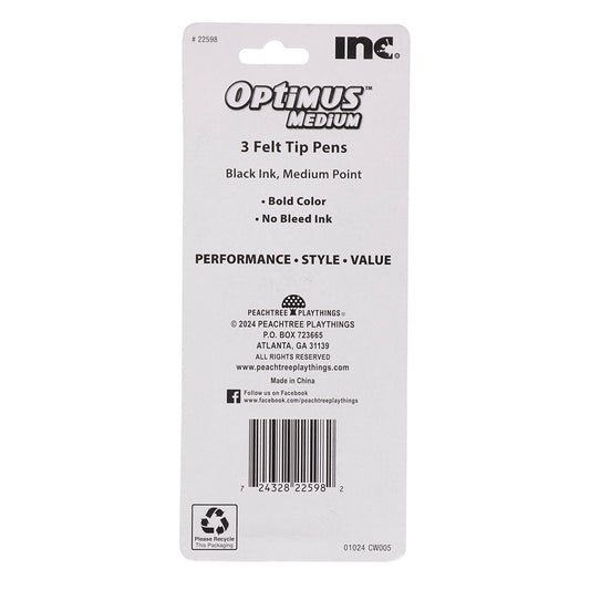 Inc Optimus Medium Felt Tip Pens - Black Ink