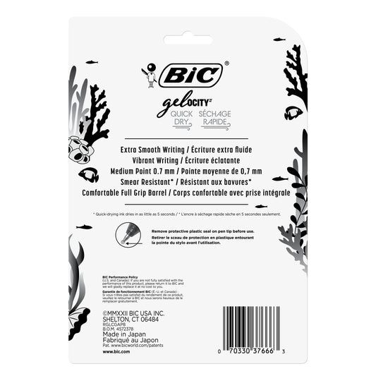BIC Gel-ocity Quick Dry 0.7mm Retractable Gel Pens - Assorted Ocean Theme Ink
