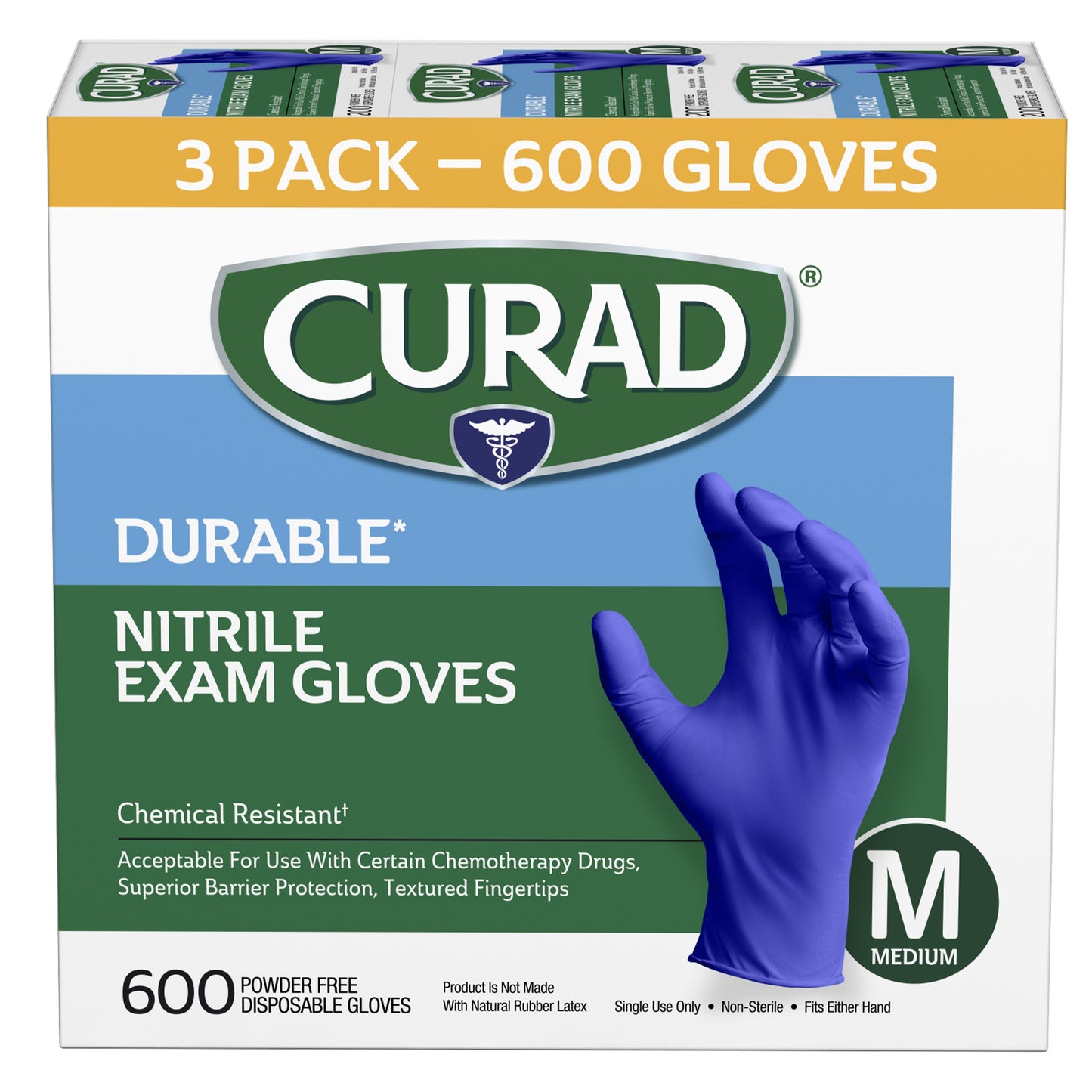 Curad Durable Nitrile Exam Gloves - Medium