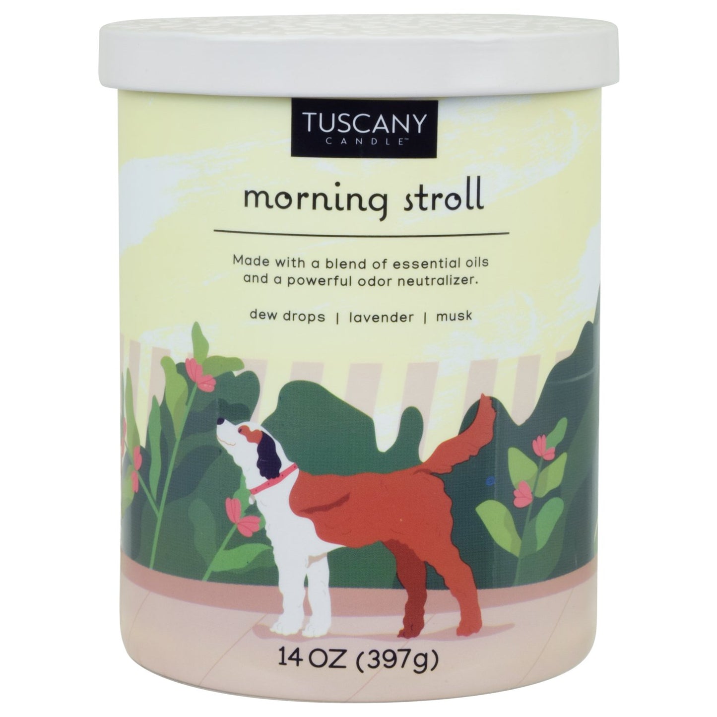 Tuscany Candle Morning Stroll Pet Odor Eliminator Candle - Lavender & Musk Scent
