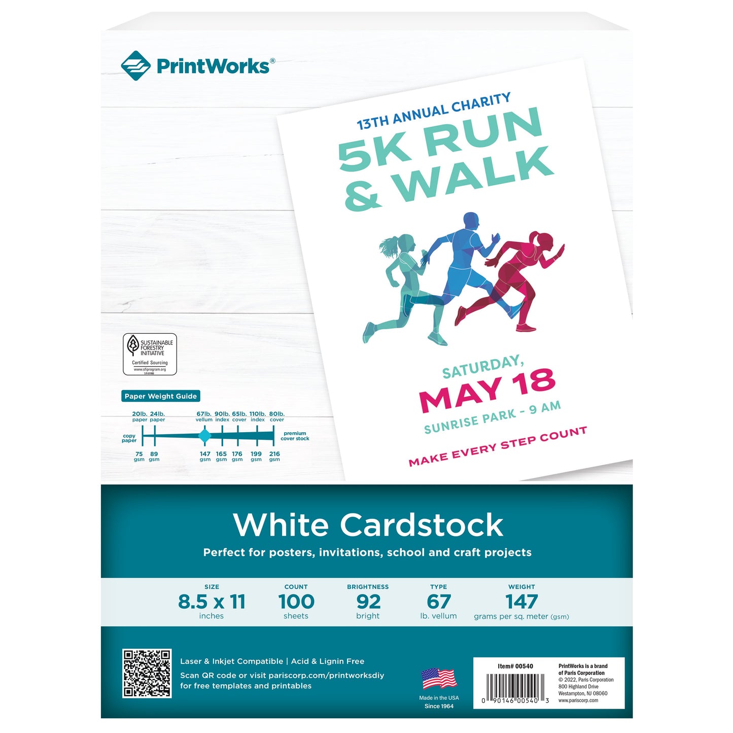 PrintWorks White Cardstock Paper, 100 Ct