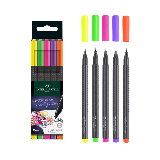Faber-Castell Neon Grip Fineliner Pens - Assorted Ink