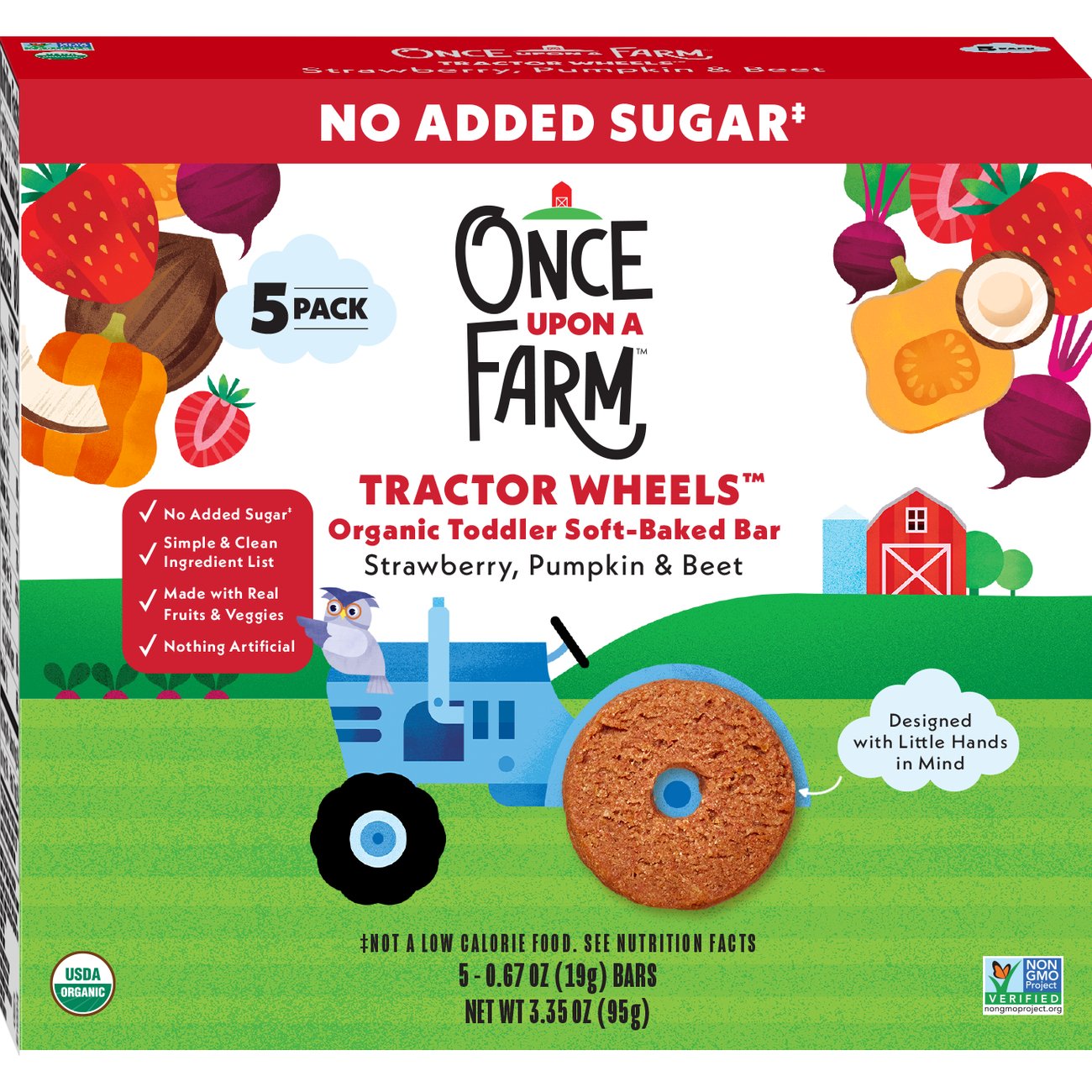 Once Upon a Farm Tractor Wheels Organic Toddler Soft-Baked Bar - Strawberry, Pumpkin & Beet