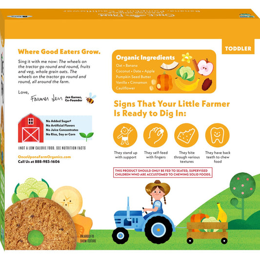 Once Upon a Farm Tractor Wheels Organic Toddler Soft-Baked Bar - Banana, Pumpkin & Cauliflower