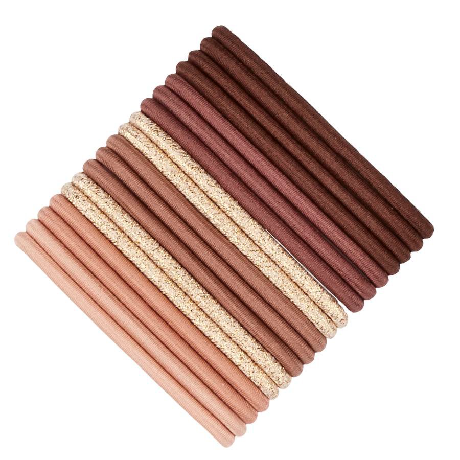 Scunci Tight Hold No Damage Hair Elastics - Brown & Gold