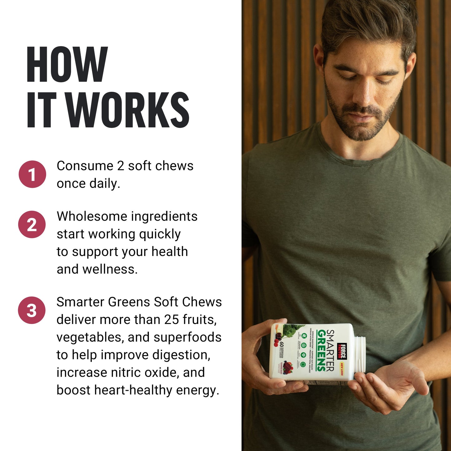 Force Factor Smarter Greens Super Food Soft Chews - Summer Berry