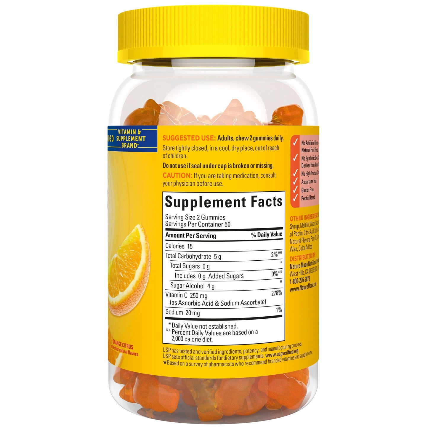 Nature Made Zero Sugar Vitamin C Gummies - Orange Citrus