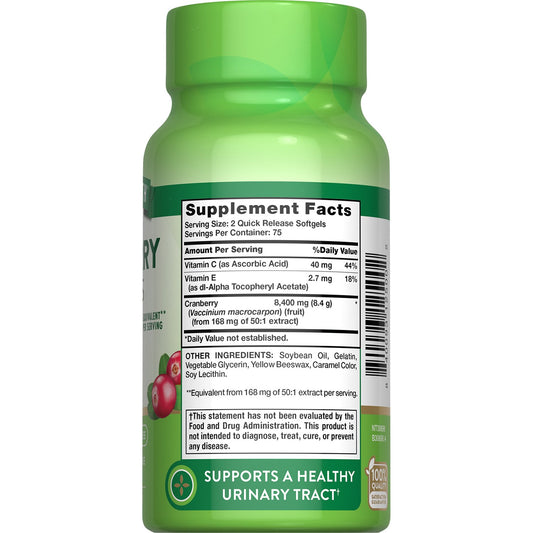 Nature's Truth Cranberry Plus Vitamin C 8400 mg Quick Release Softgels