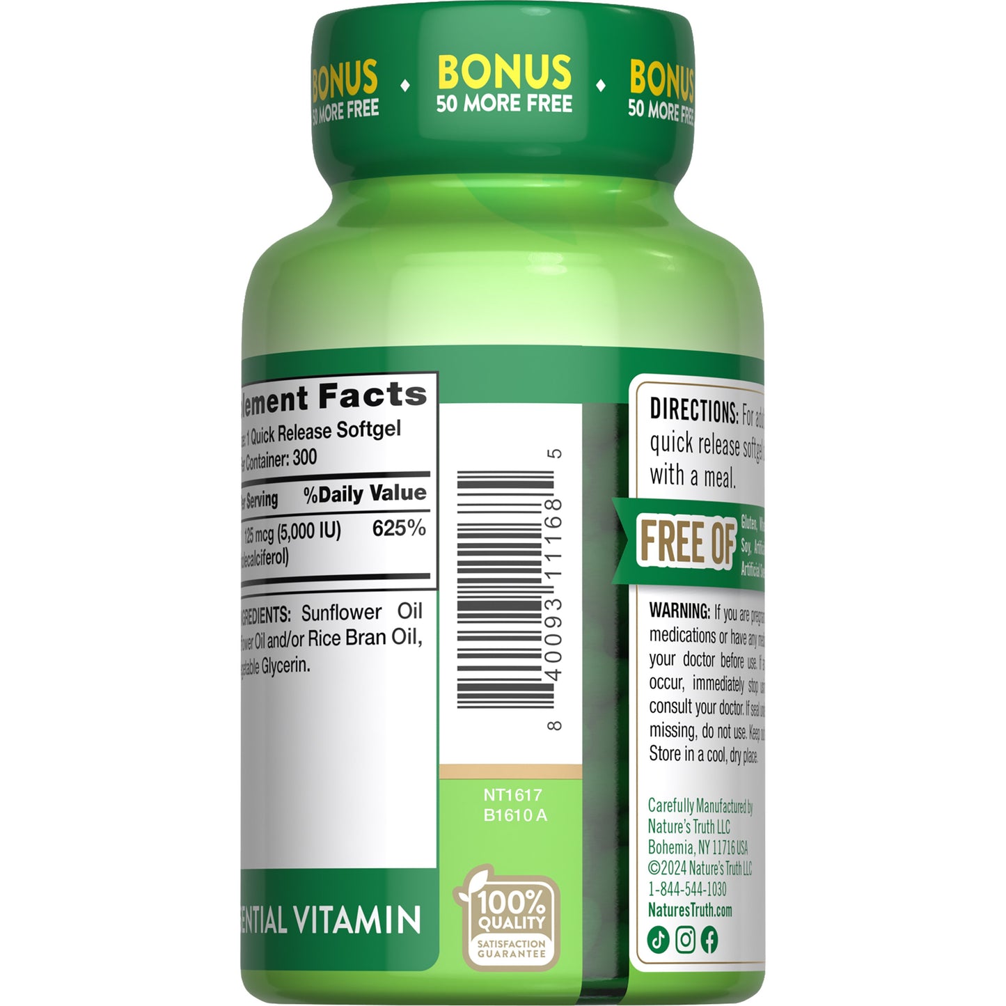 Nature's Truth High Potency D3 5000 IU 125 mcg Quick Release Softgels
