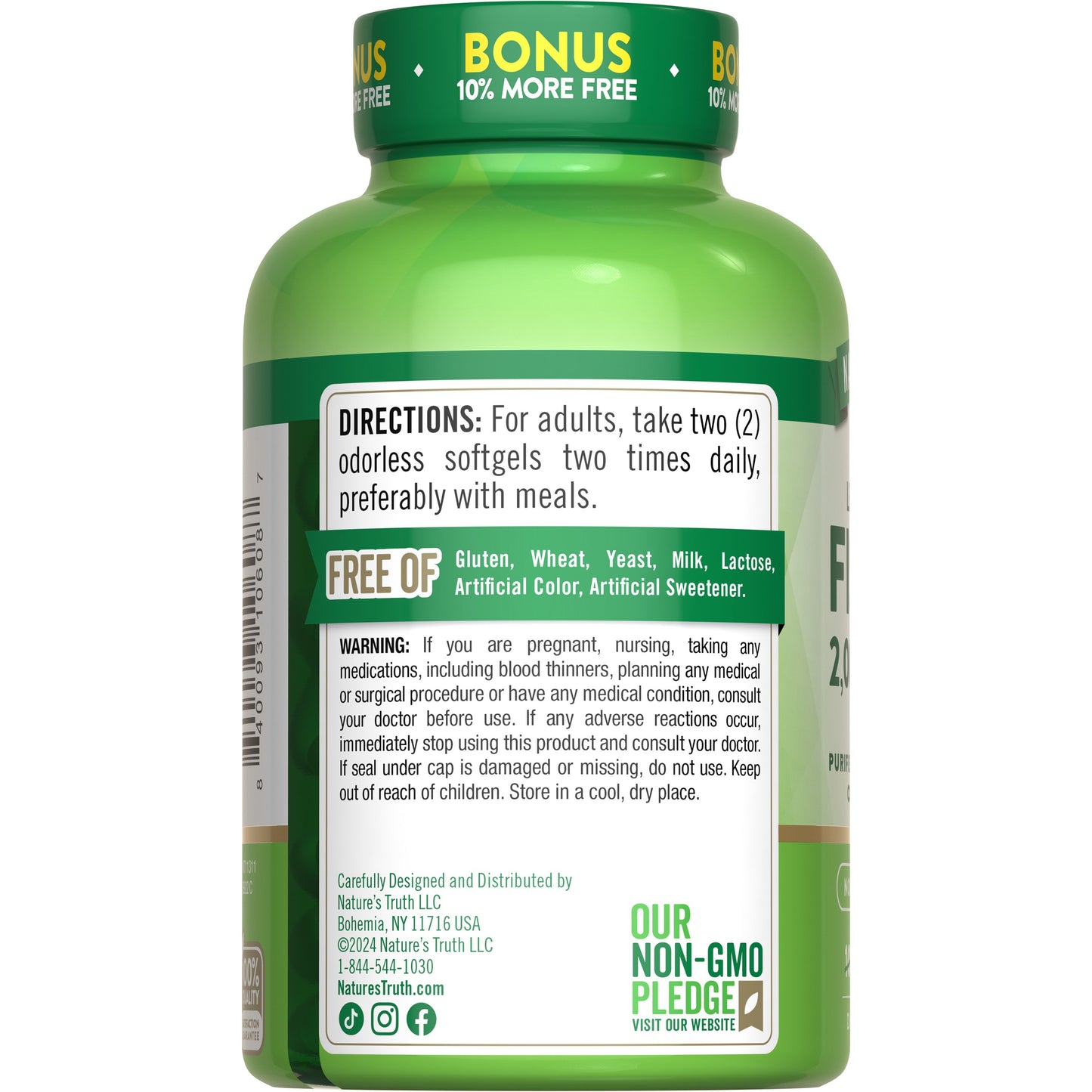 Nature's Truth Purified Fish Oil 2000 mg Odorless Softgels - Lemon Flavor